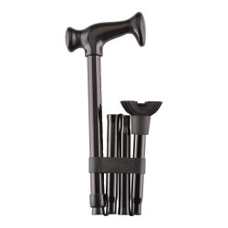 Folding Cane QT Black Aluminum