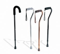 Round Handle Cane Medline Black Aluminum