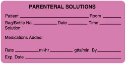 Anesthesia Label Pink 2 x 4 Inch